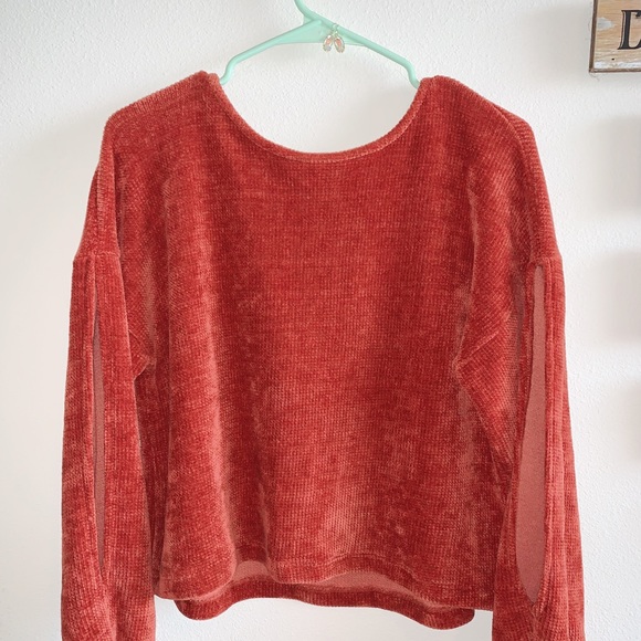 cute rustic red long sleeve with slits!! - Picture 2 of 2